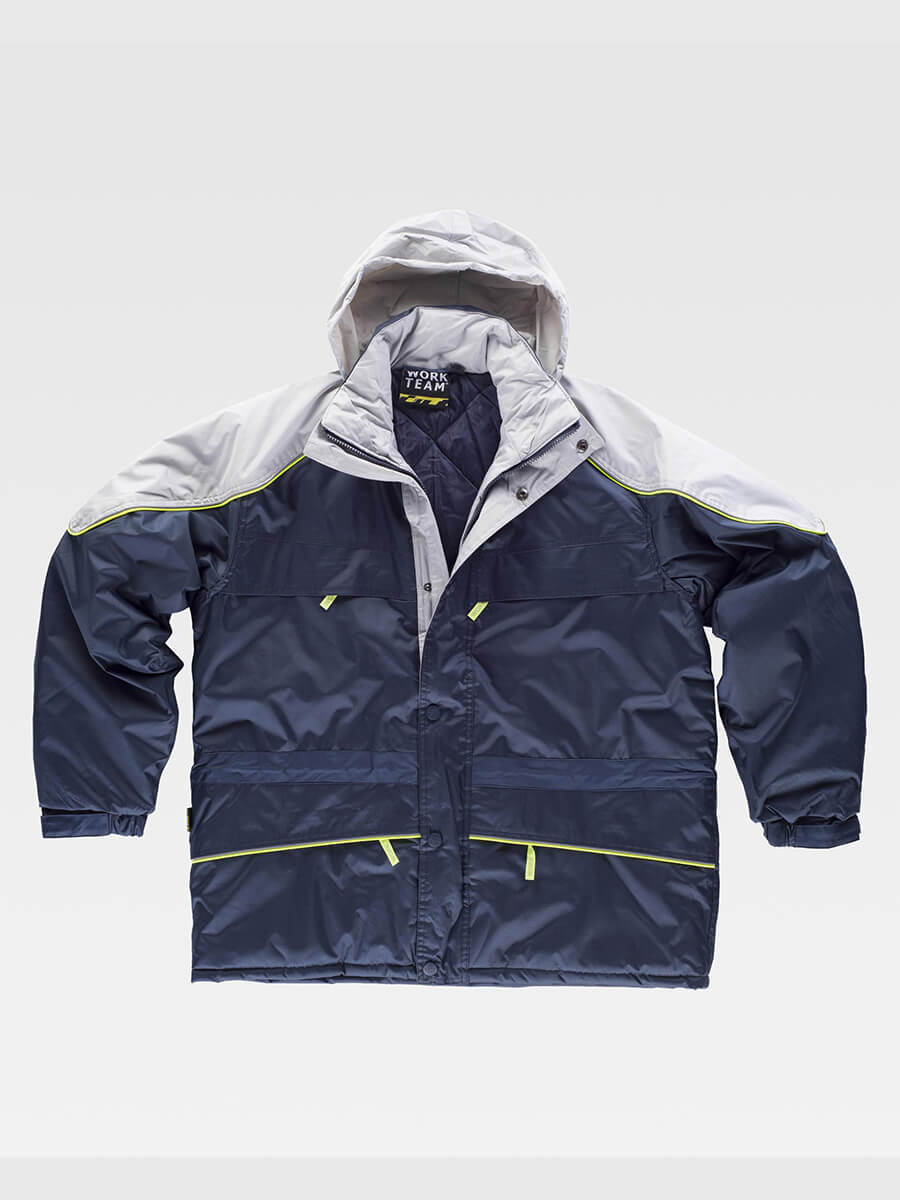 Parka Imbottito Cappuccio E Zip Intera Workteam all'ingrosso