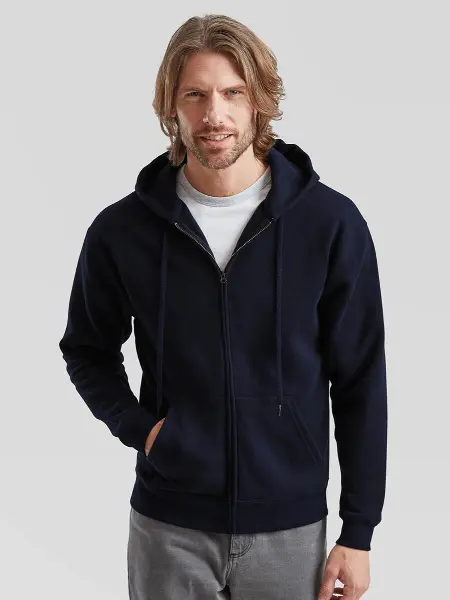 Felpa Uomo Cappuccio E Zip Premium Fruit of the Loom all'ingrosso