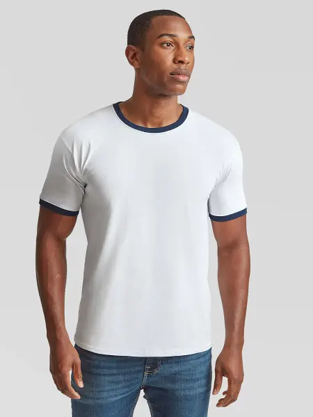 T-shirt Uomo Manica Corta Valueweight Ringer Fruit of the Loom all'ingrosso