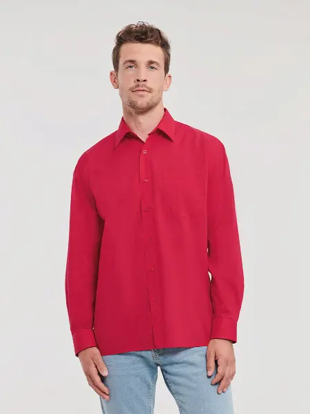 Camicia Uomo Manica Lunga Popeline Russell all'ingrosso