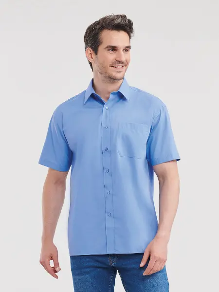 Camicia Uomo Manica Corta Popeline Russell all'ingrosso
