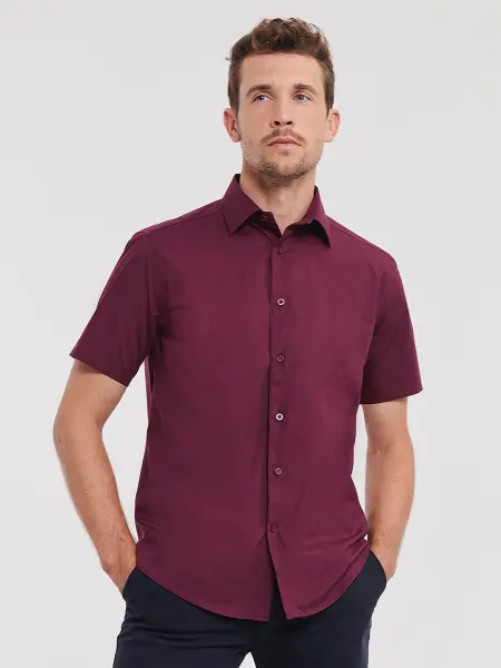 Camicia Uomo Manica Corta Attillata Russell all'ingrosso
