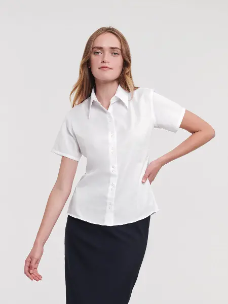 Camicia Donna Manica Corta Twill Russell all'ingrosso