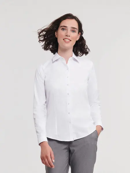 Camicia Donna Manica Lunga Herringbone Russell all'ingrosso