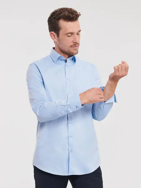 Camicia Uomo Manica Lunga Herringbone Contrast Russell all'ingrosso