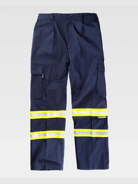 Pantalone Da Lavoro Multitasche Bande Rifrangenti Fluorescenti Workteam all'ingrosso