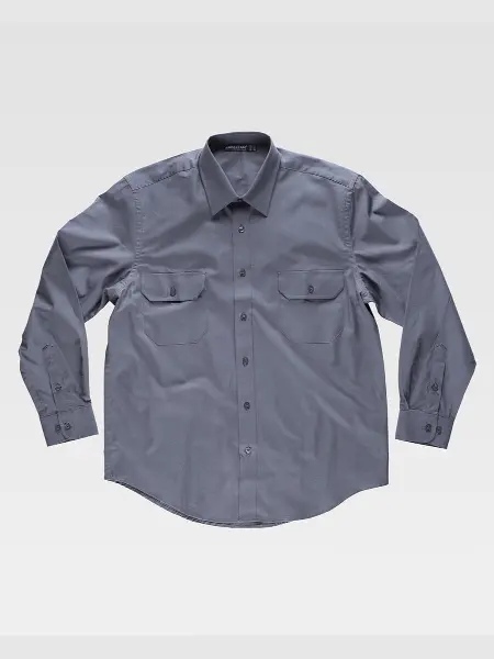Camicia Uomo Manica Lunga Due Tasche Sul Petto Cotone Workteam all'ingrosso
