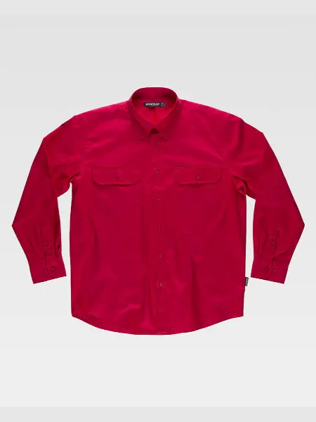Camicia Uomo Manica Lunga Due Tasche Sul Petto Cotone Workteam all'ingrosso