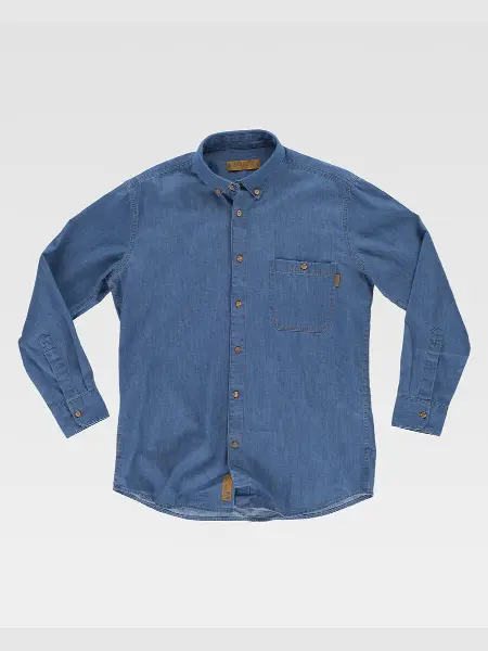 Camicia Uomo Manica Lunga Cotone Denim Workteam all'ingrosso