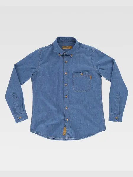 Camicia Donna Manica Lunga Cotone Denim Workteam all'ingrosso