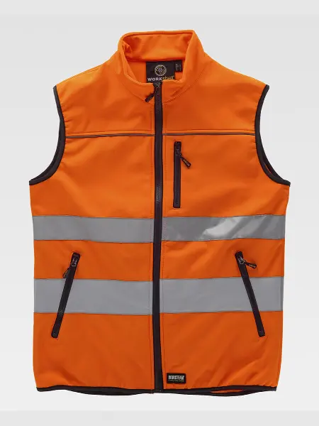 Gilet Softshell Tessuto Ripstop Alta Visibilita Classe 1 Workteam all'ingrosso