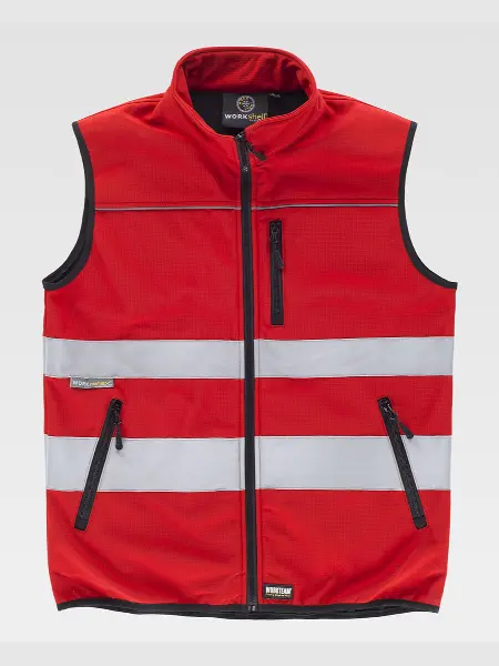 Gilet Softshell Bande Rifrangenti Tessuto Ripstop Workteam all'ingrosso