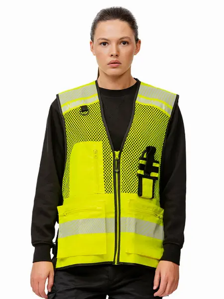 Gilet Multitasche Con Rete Workteam all'ingrosso
