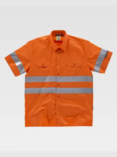 Camicia Manica Corta Alta Visibilita E Bande Rifrangenti Workteam all'ingrosso