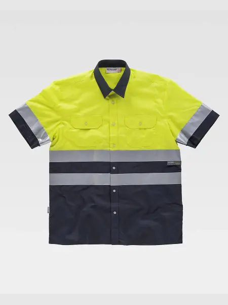 Camicia Manica Corta Alta Visibilita E Bande Rifrangenti Workteam all'ingrosso