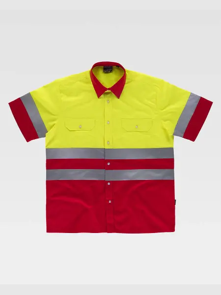 Camicia Manica Corta Alta Visibilita E Bande Rifrangenti Workteam all'ingrosso