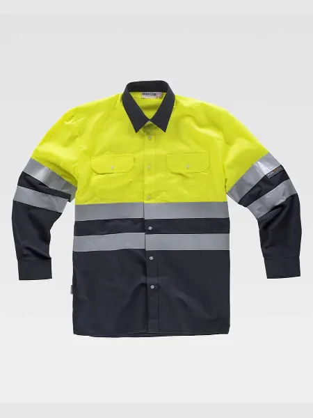 Camicia Manica Lunga Alta Visibilita E Bande Rifrangenti Workteam all'ingrosso