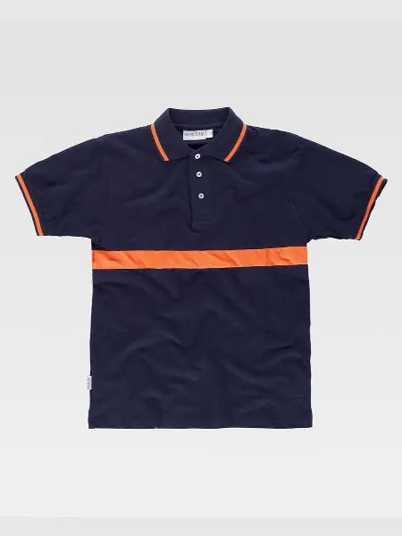 Polo Manica Corta Con Fascia Colorata A Contrasto Workteam all'ingrosso