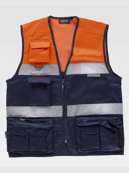 Gilet Multitasche Leggero Alta Visibilita E Bande Rifrangenti Workteam all'ingrosso