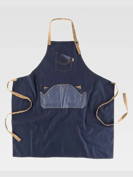 Grembiule Con Pettorina Tessuto Denim E Canvas Workteam all'ingrosso