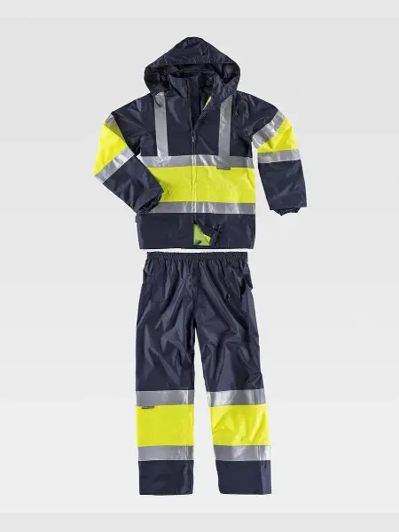 Completo Impermeabile Giacca + Pantalone Alta Visibilita Classe 2 Workteam all'ingrosso