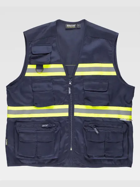 Gilet Multitasche Leggero Bande Rifrangenti Fluorescenti Workteam all'ingrosso