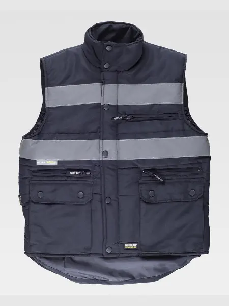 Gilet Multitasche Imbottito Bande Rifrangenti Workteam all'ingrosso