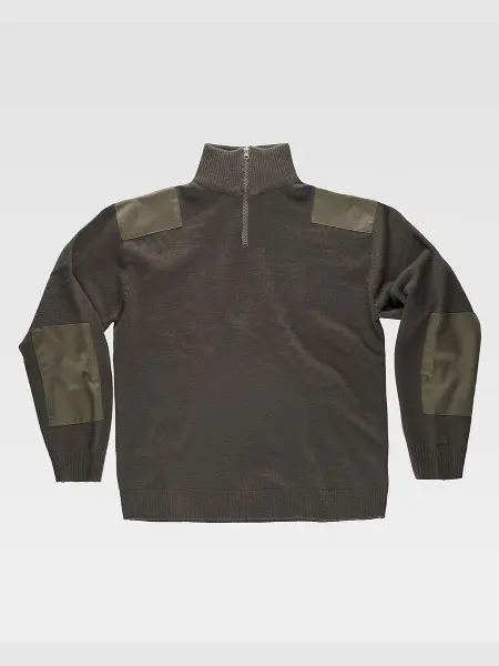 Pullover Unisex Mezza Zip Rinforzi In Twill Workteam all'ingrosso