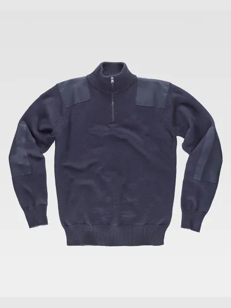 Pullover Unisex Mezza Zip Rinforzi In Twill Workteam all'ingrosso