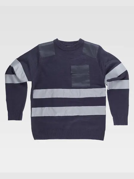 Pullover Girocollo Rinforzi In Twill Bande Rifrangenti Workteam all'ingrosso