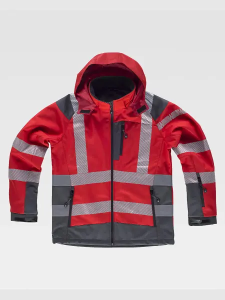 Softshell Con Cappuccio Bande Rifrangenti Discontinue Workteam all'ingrosso