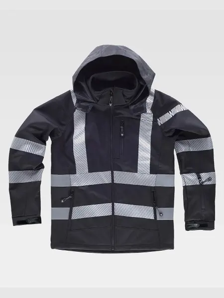 Softshell Con Cappuccio Bande Rifrangenti Discontinue Workteam all'ingrosso