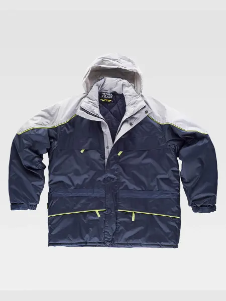 Parka Imbottito Cappuccio E Zip Intera Workteam all'ingrosso