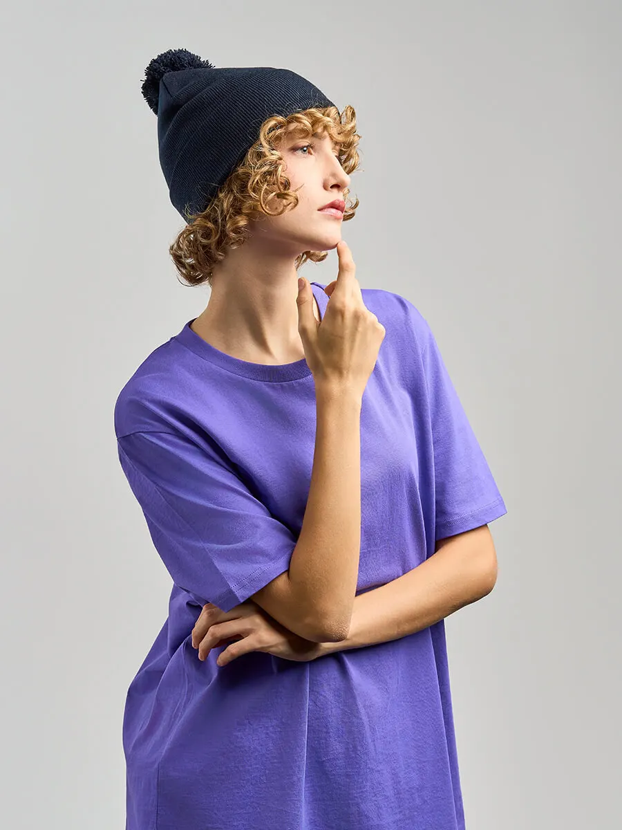 Cuffia In Maglia Con Pom Pom Sostenibile