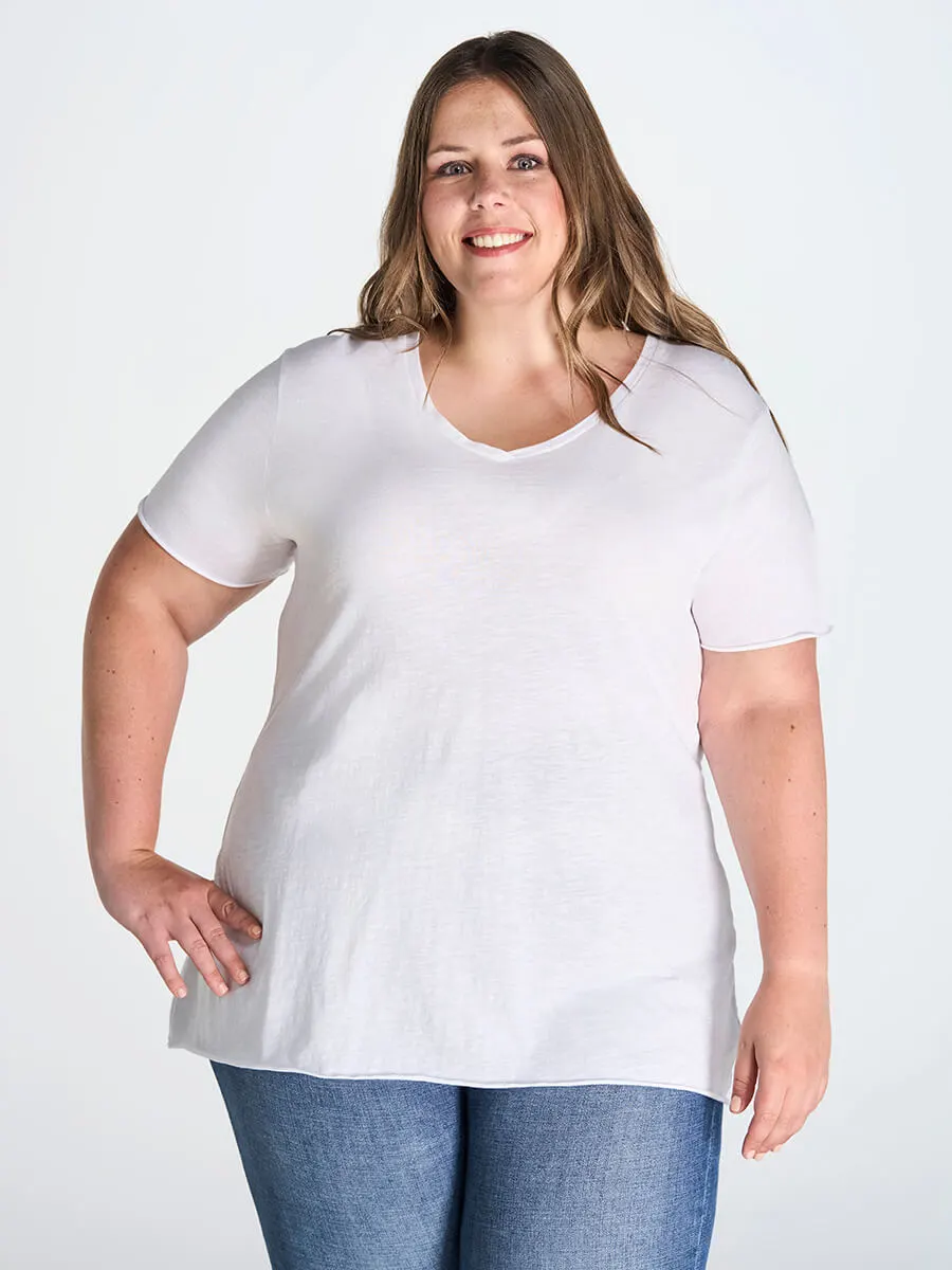 T-shirt Donna Manica Corta Collo A V Curves