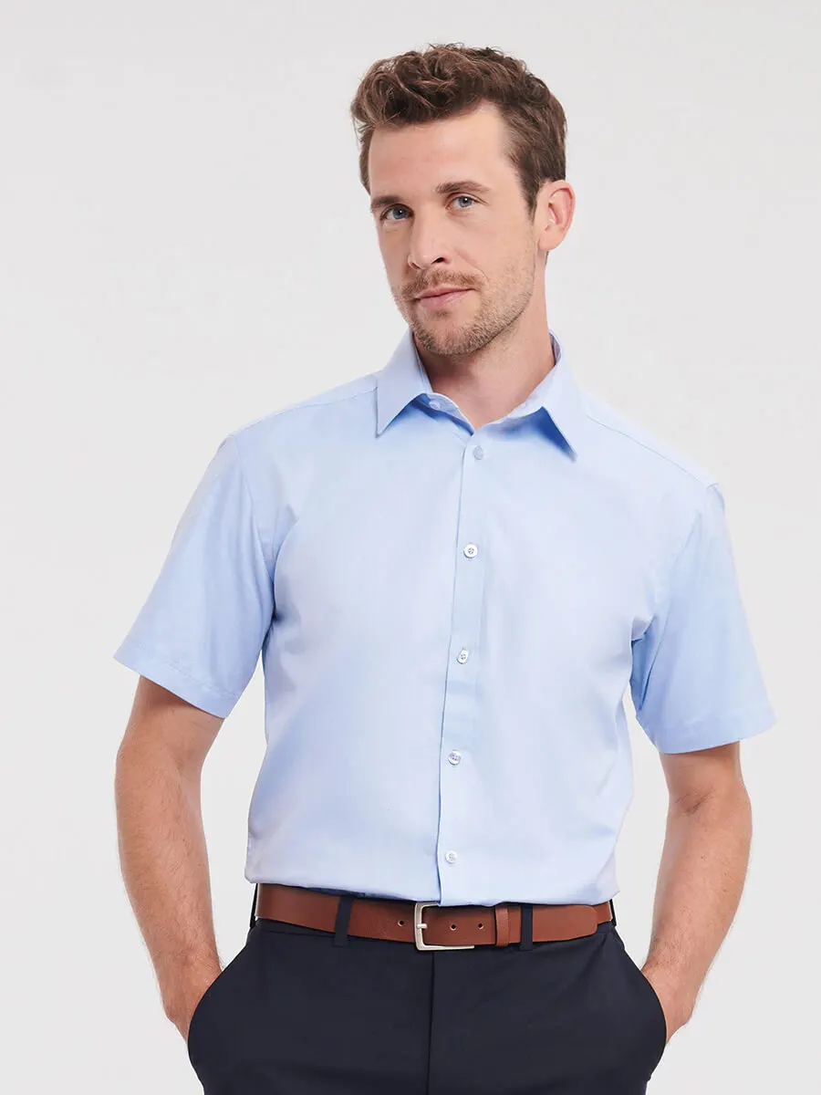 Camicia Uomo Manica Corta Herringbone