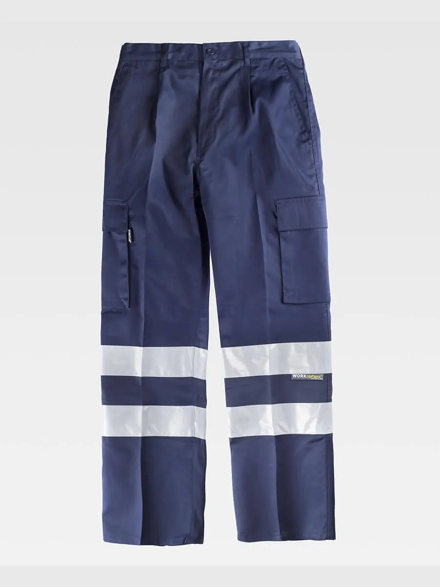 Pantalone Da Lavoro Multitasche Bande Rifrangenti