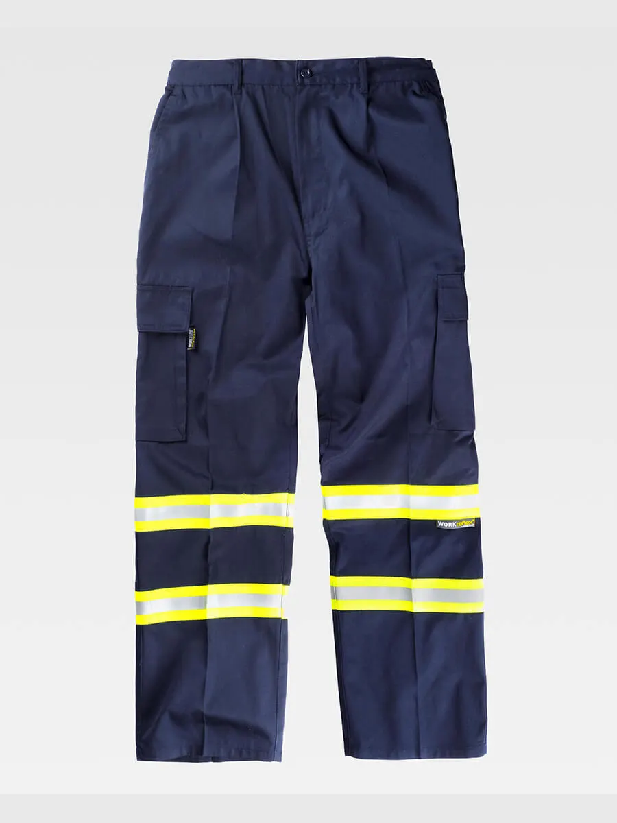 Pantalone Da Lavoro Multitasche Bande Rifrangenti Fluorescenti