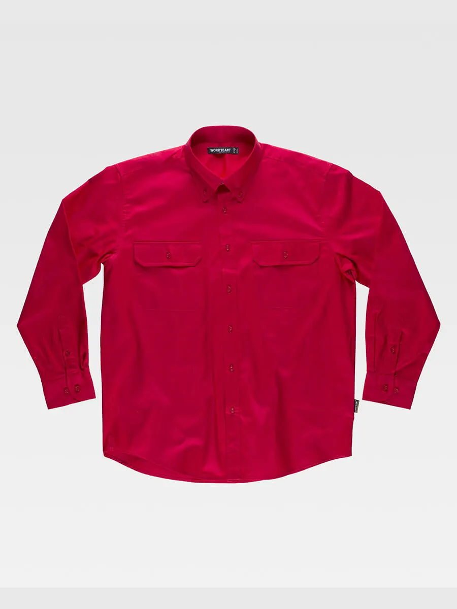 Camicia Uomo Manica Lunga Due Tasche Sul Petto Cotone