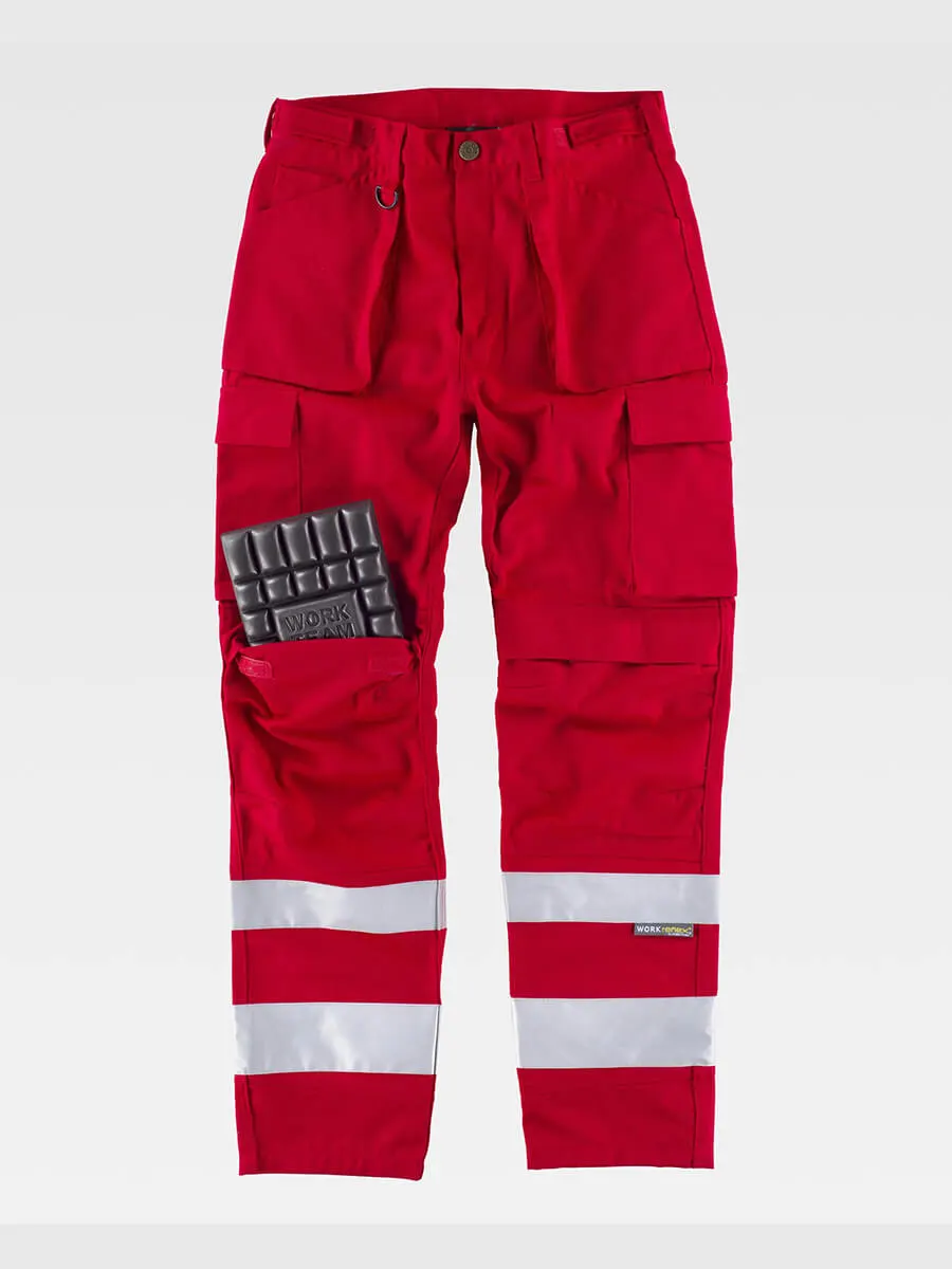 Pantalone Bande Rifrangenti Triple Cuciture Protezione Alle Ginocchia