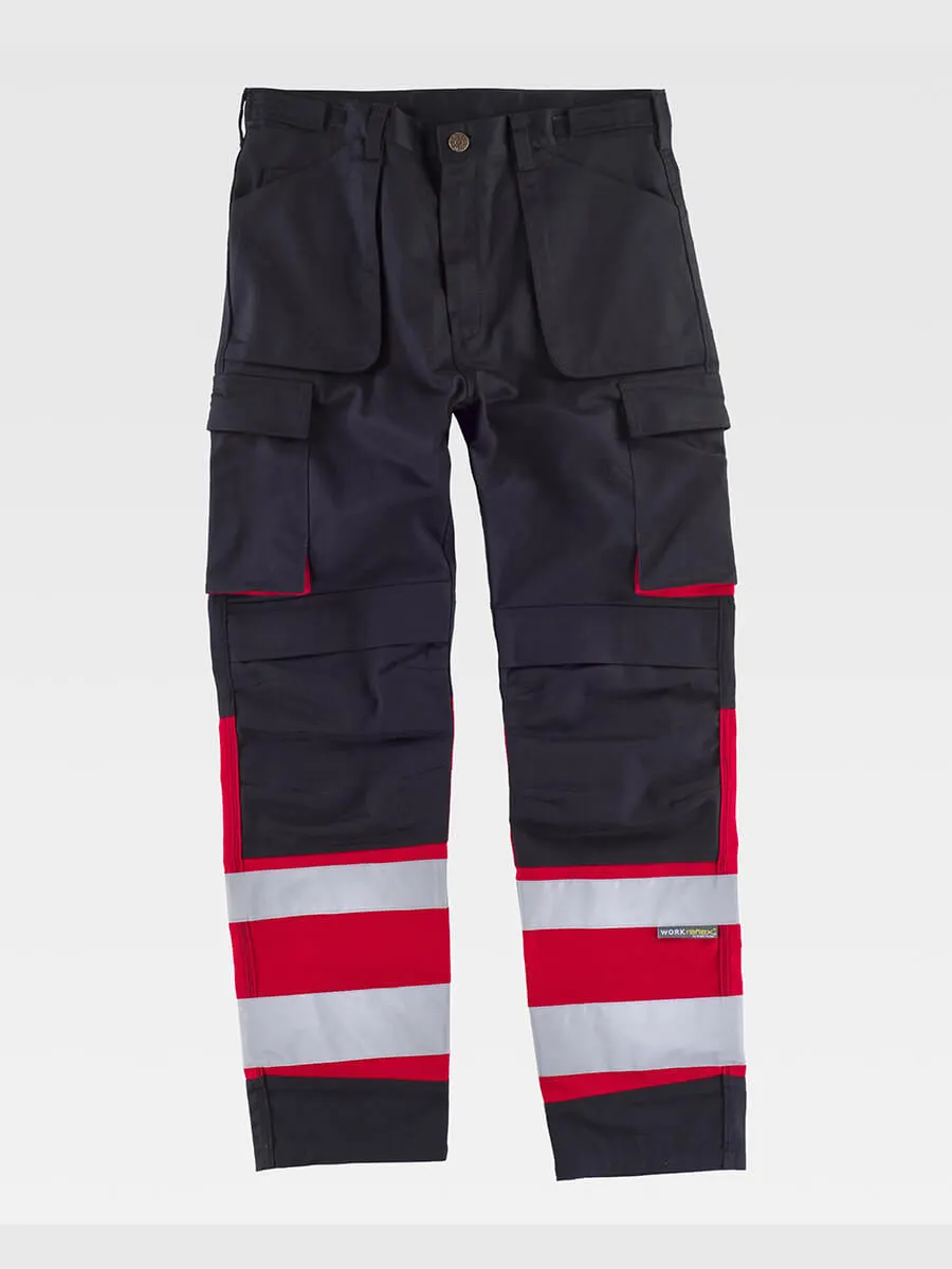 Pantalone Bande Rifrangenti Triple Cuciture Protezione Alle Ginocchia