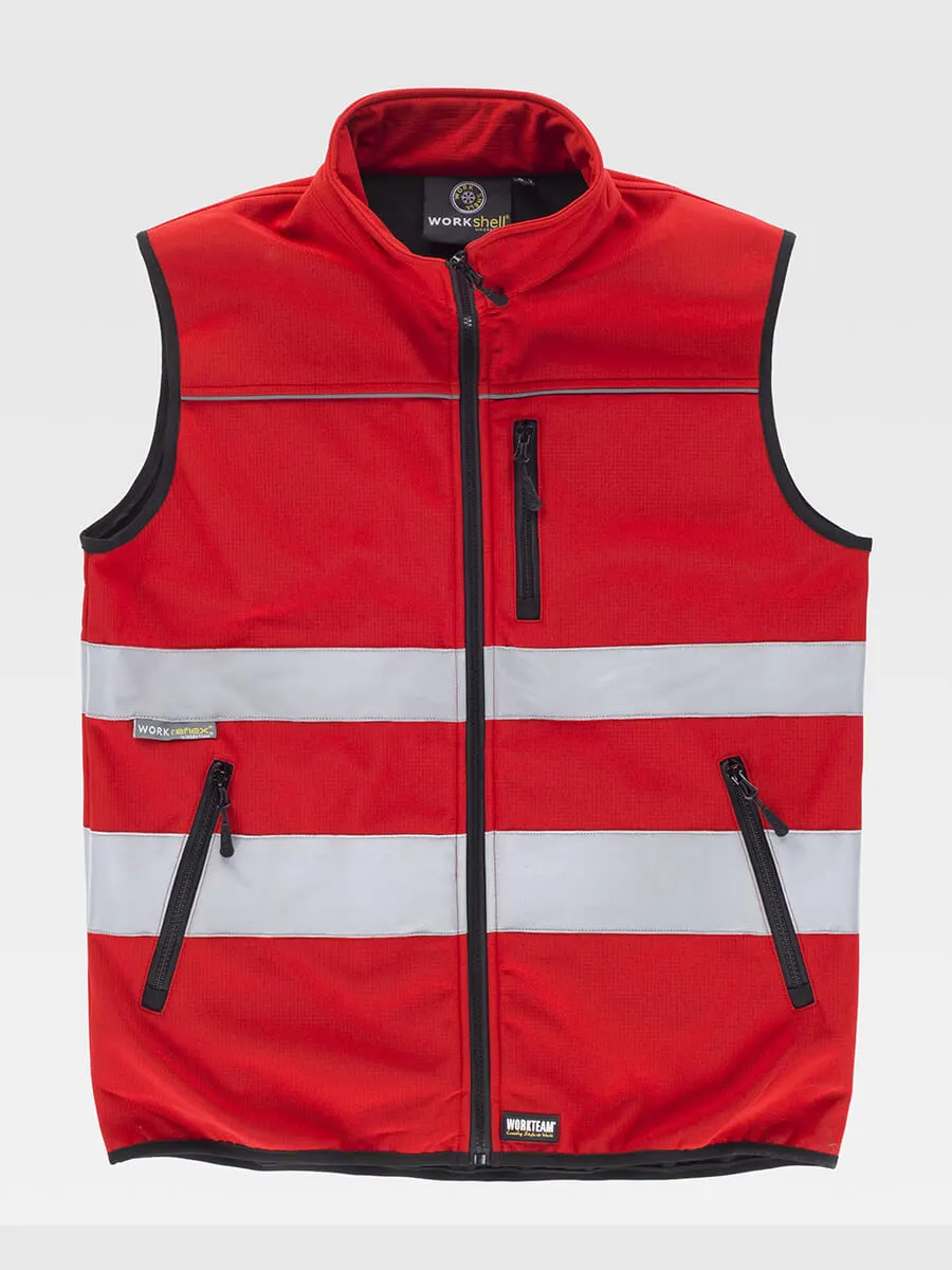 Gilet Softshell Bande Rifrangenti Tessuto Ripstop