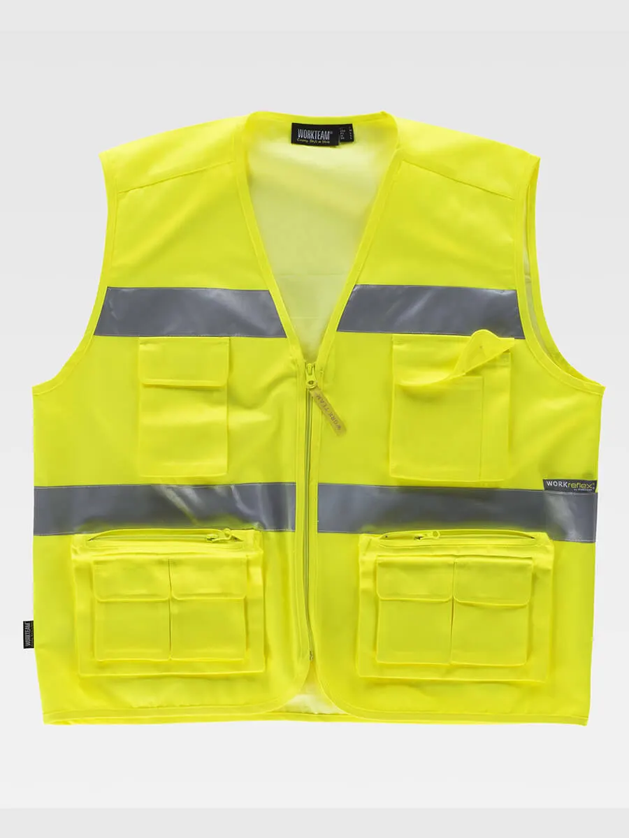 Gilet Multitasche Leggero Alta Visibilita E Bande Rifrangenti