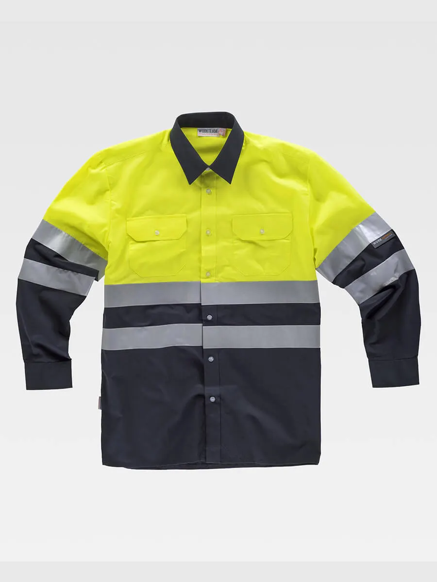 Camicia Manica Lunga Alta Visibilita E Bande Rifrangenti