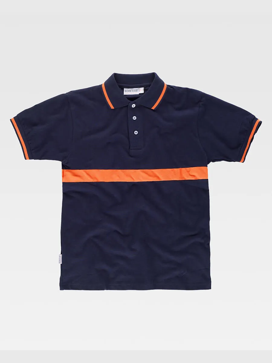 Polo Manica Corta Con Fascia Colorata A Contrasto