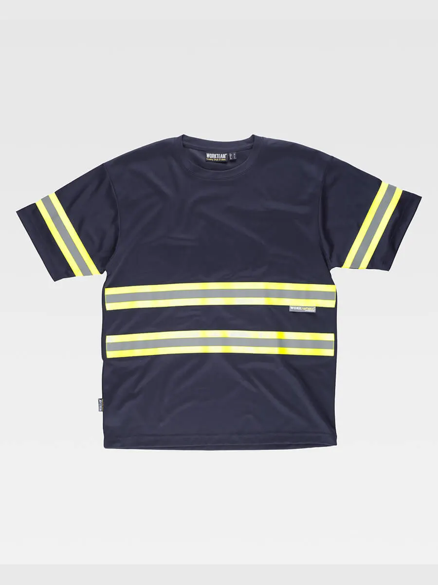 T-shirt Manica Corta Bande Rifrangenti Fluorescenti