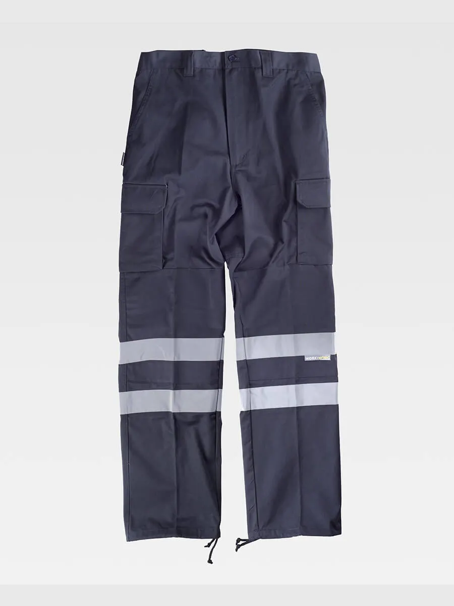 Pantalone Da Lavoro Multitasche Bande Rifrangenti Protezione Alle Ginocchia E Glutei