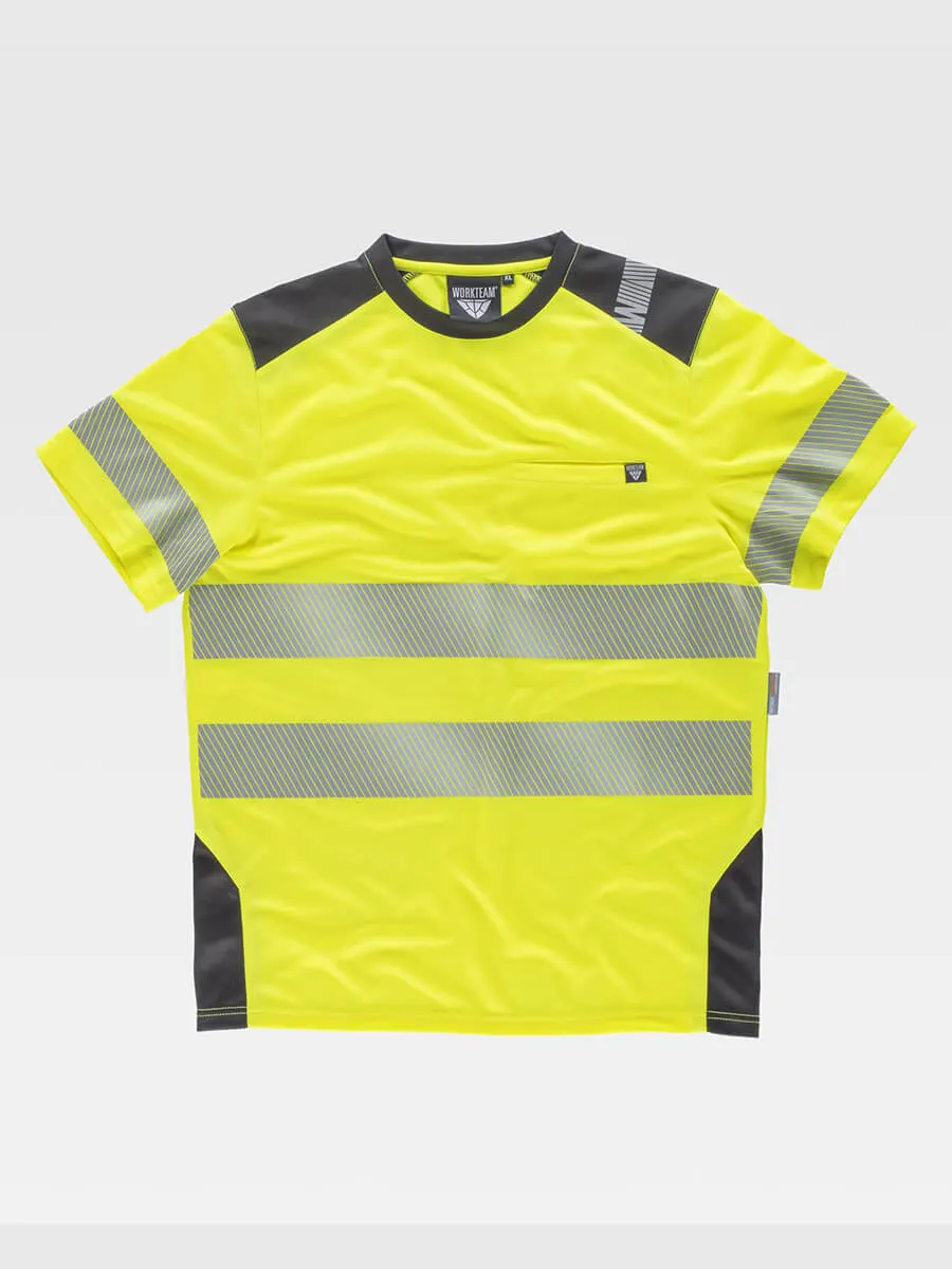 T-shirt Manica Corta Alta Visibilita E Bande Rifrangenti Discontinue