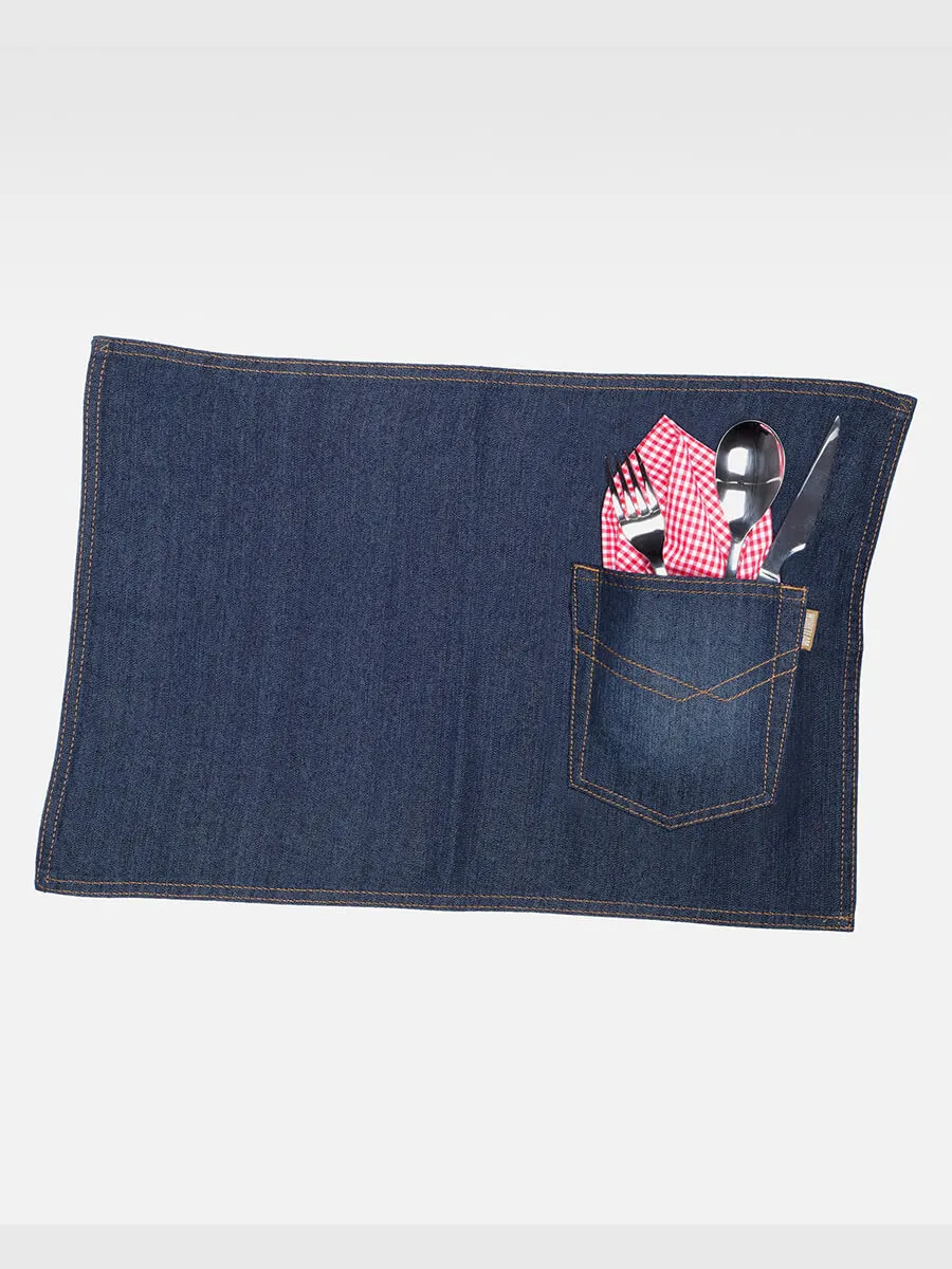 Tovaglia Colazione Tessuto Denim Pack 4 Pezzi