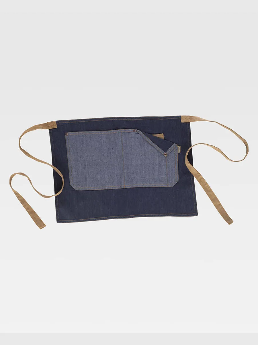 Grembiule Senza Pettorina Corto Tessuto Denim E Canvas